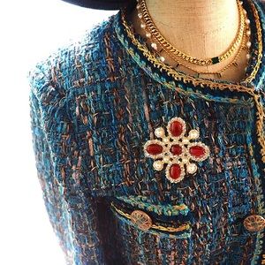 NEW Anthropologie Emerald Round Nano Iced CZ Sparkling Diamond Brooch